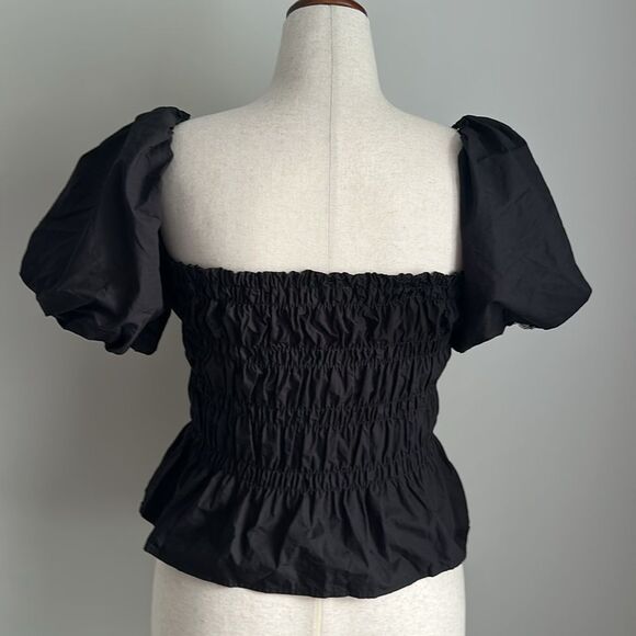 ASTR The Label Revolve Savina Ruched Bubble Sleeve Top in Black Size Small - Picture 3 of 9